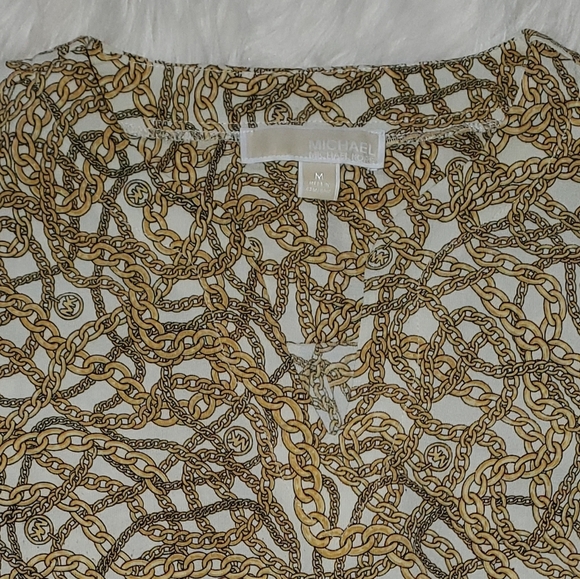 Michael Kors Brown and Cream Textured Blouse with Long Sleeves - Picture 2 of 10